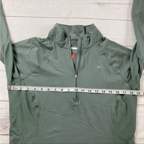 Nike Womens Green Fit Dry 1/4 Zip Long Sleeves Activewear PulloverSize L (12-14) - Picture 6 of 7
